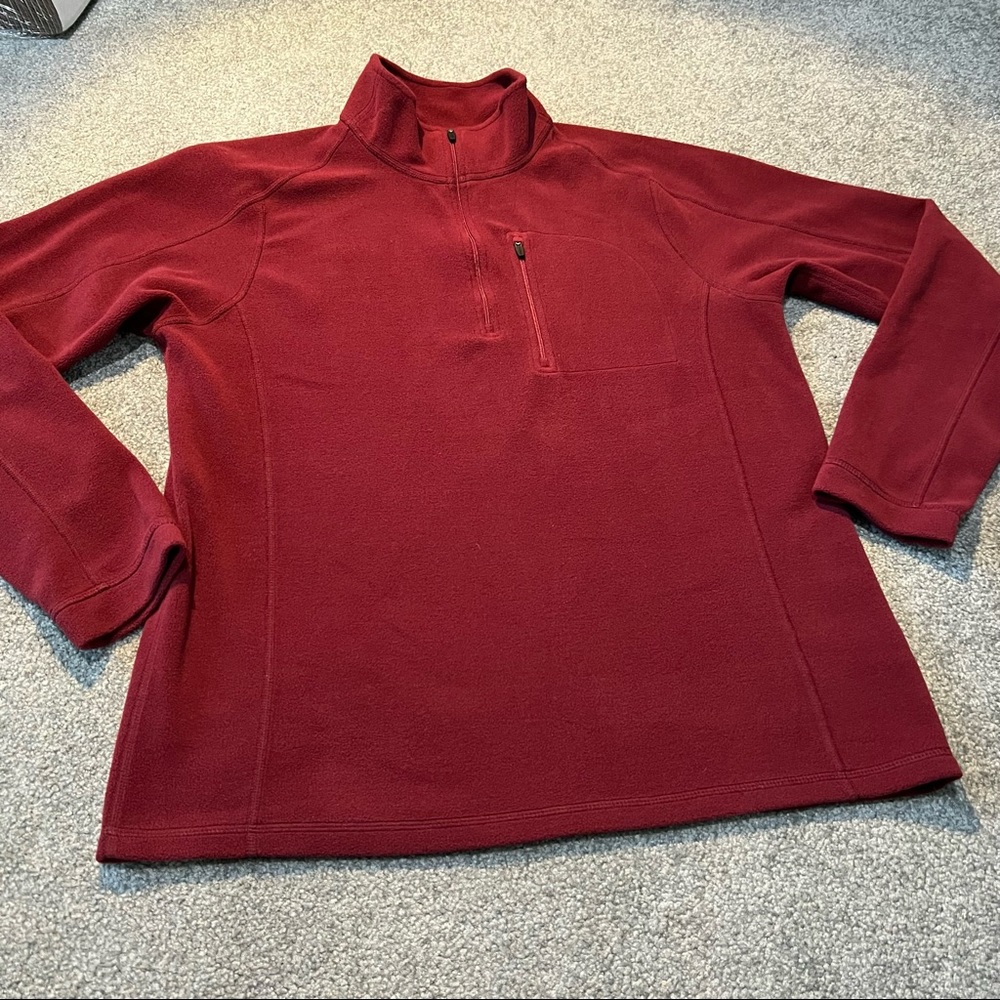 LL Bean Men's Trail Fleece Pullover Maroon Red 1/4 Zip Size Medium 280962 LS EUC